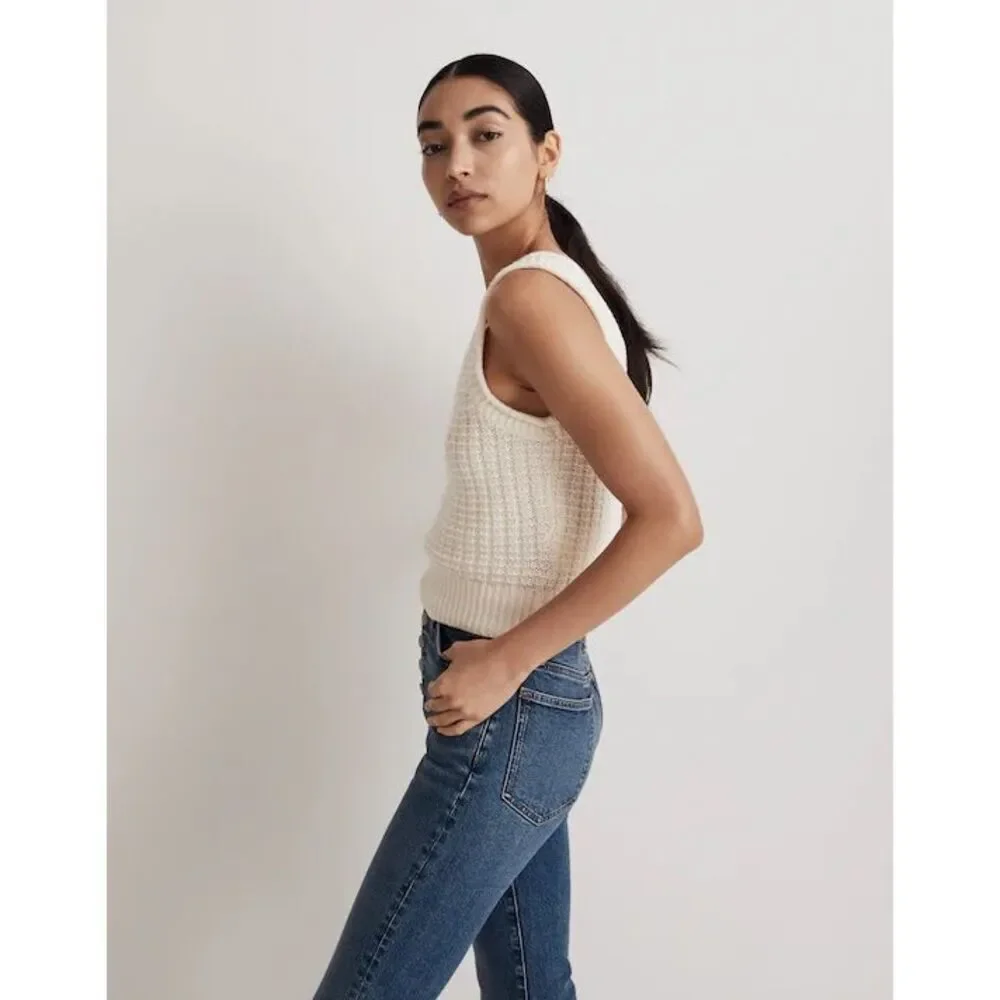 Madewell Textured-Stitch Sweater antique cream crochet